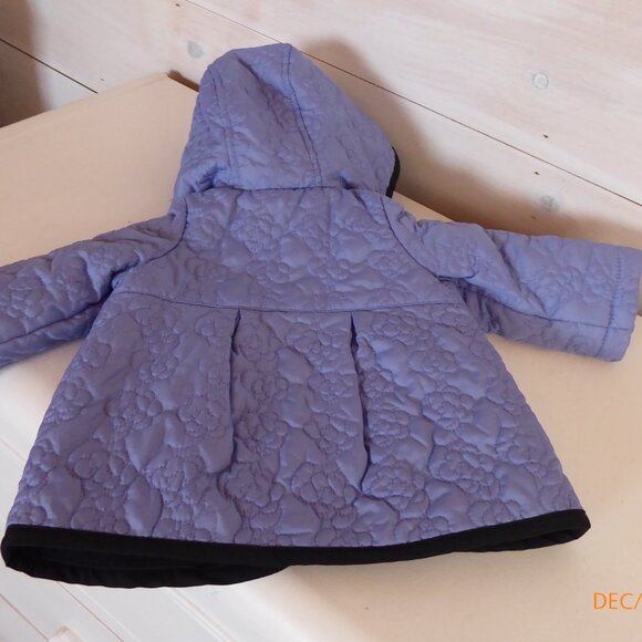 London Fog Periwinkle Quilted Baby Coat with Hood - Picture 9 of 10